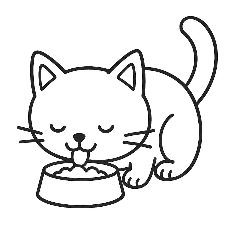 おいしいごはんを食べるネコ