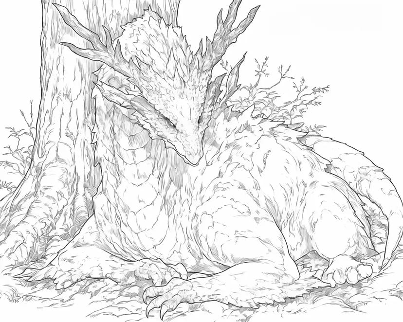 森の中で休むドラゴン