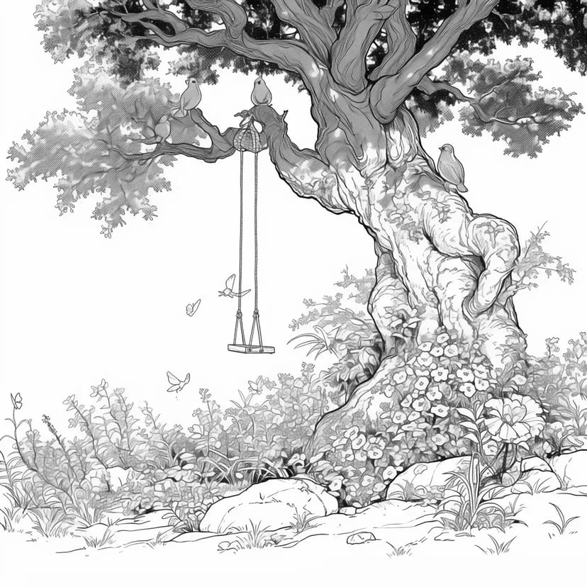 古い木のブランコ