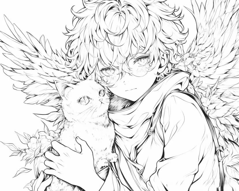翼のある少年と猫