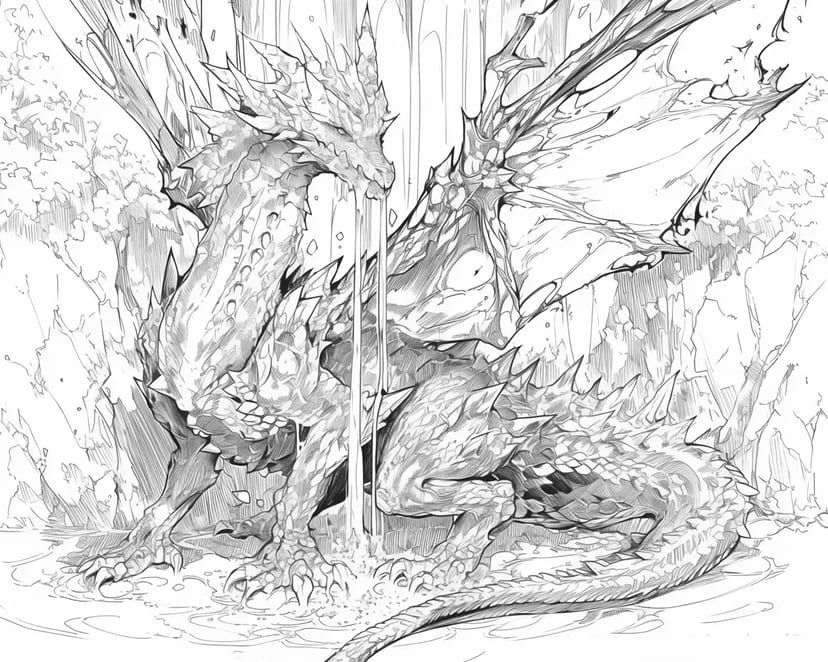 滝の中のドラゴン