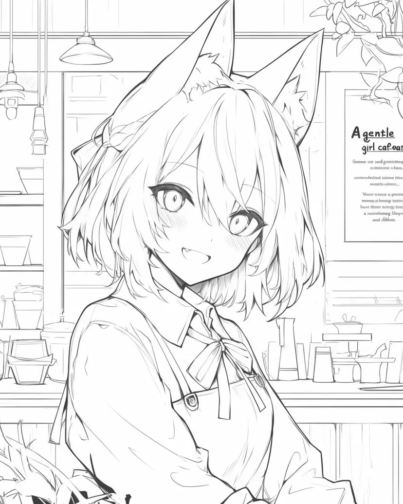 カフェの猫耳少女