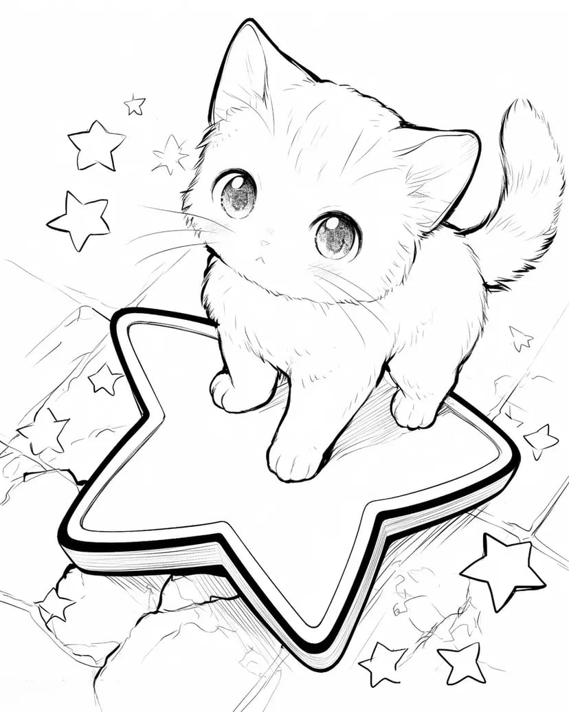 Gatito en una Estrella