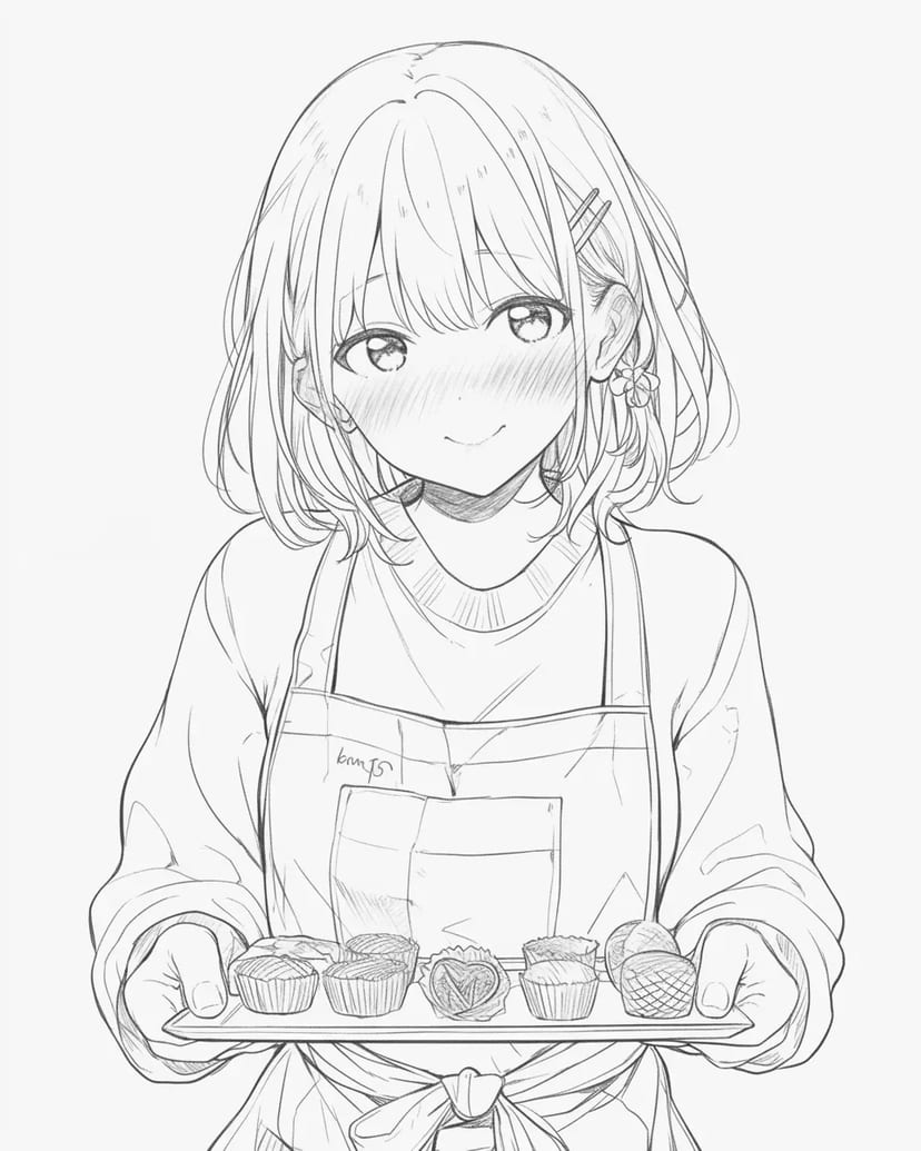 手作りお菓子を持つ少女