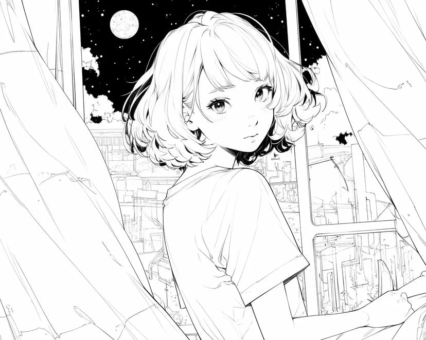 月夜に佇む少女
