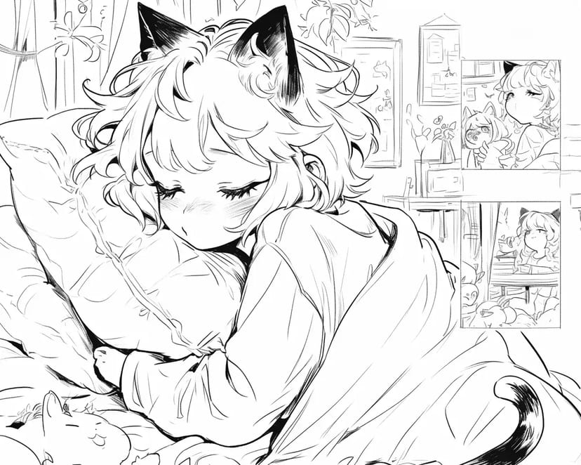 眠るネコ耳の少女