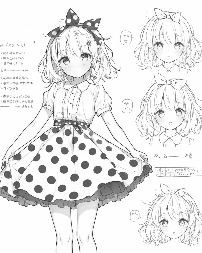 水玉模様のワンピースを着た少女