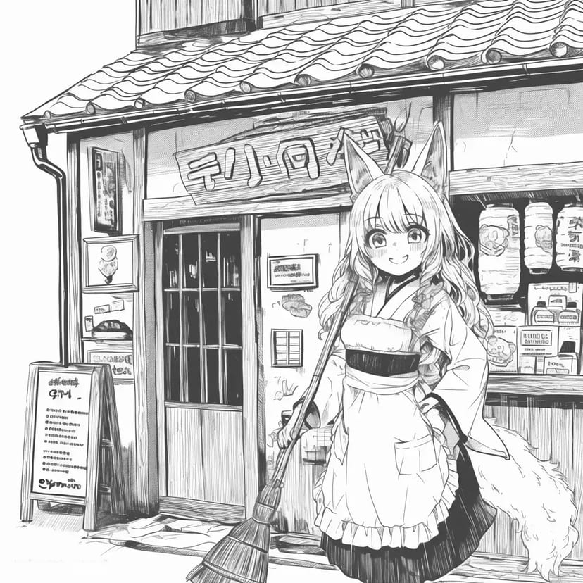 きつね耳の少女と古い店