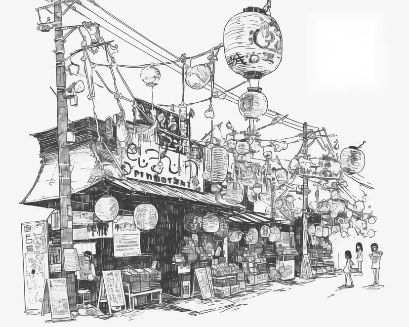 賑やかな祭りの通り
