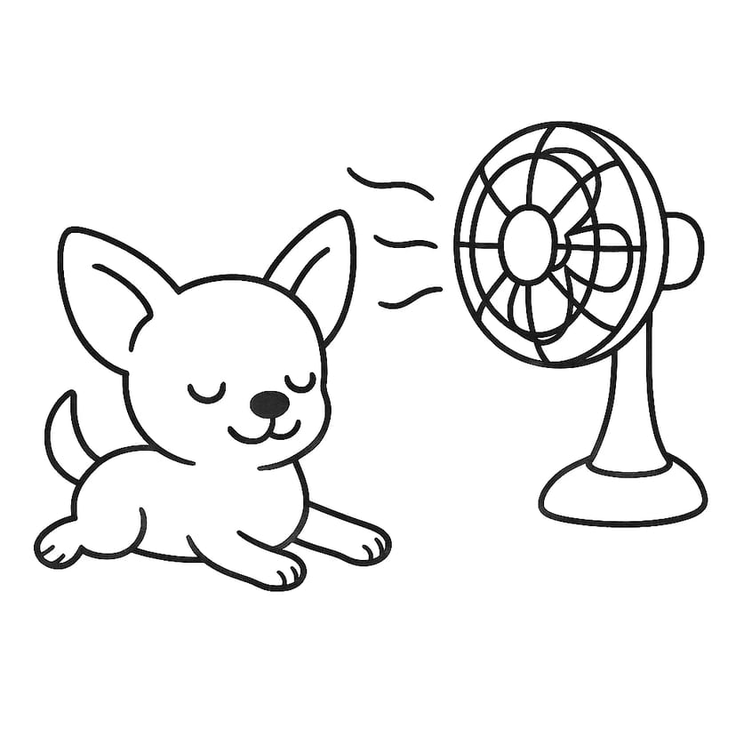 涼しい風でリラックスする子犬