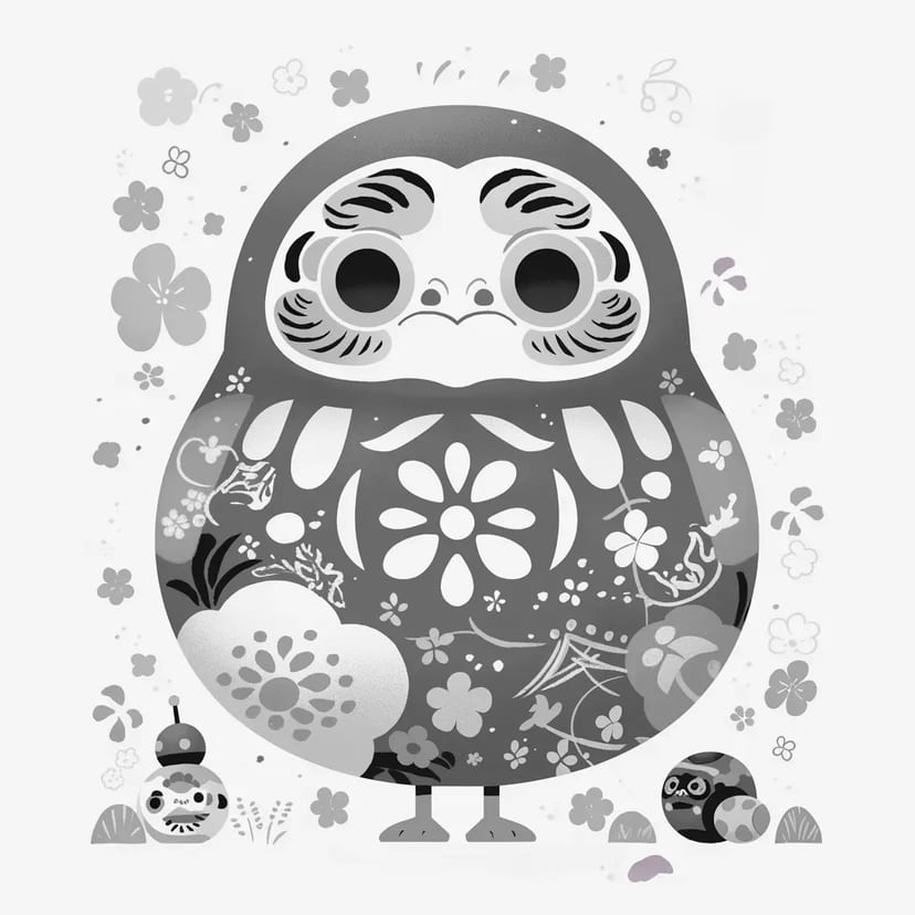 かわいい達磨とコマ