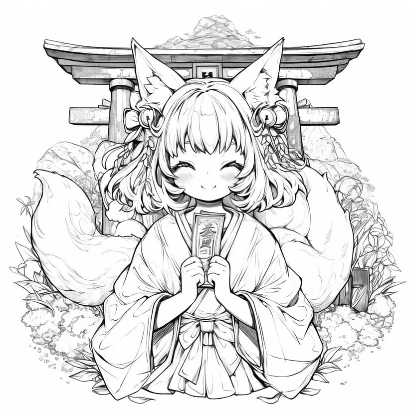 神社のキツネ娘