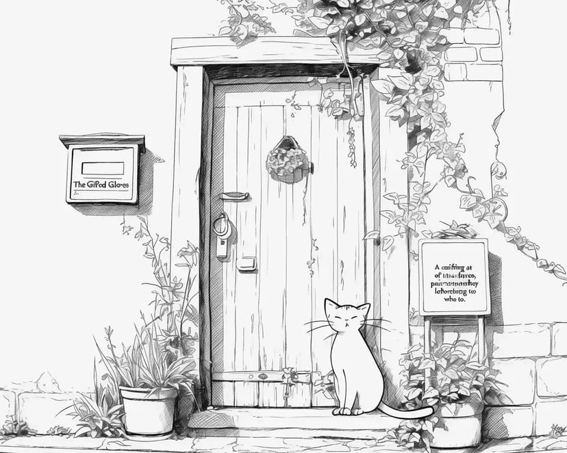 玄関の猫と植物