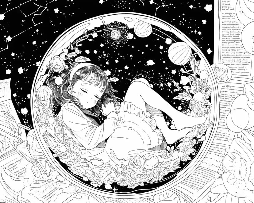 宇宙の中で夢を見る少女