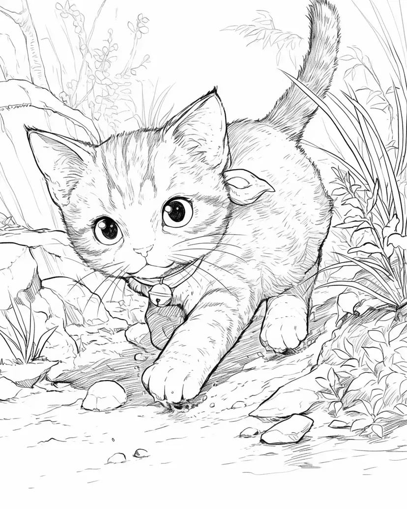 冒険に出発する子猫