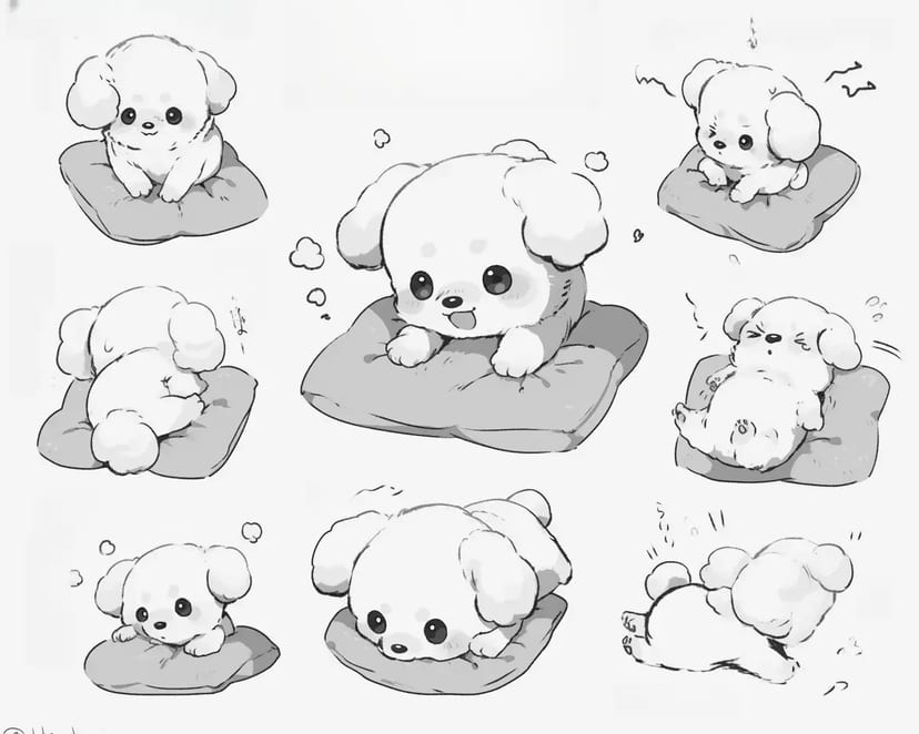 ふわふわ子犬のクッション