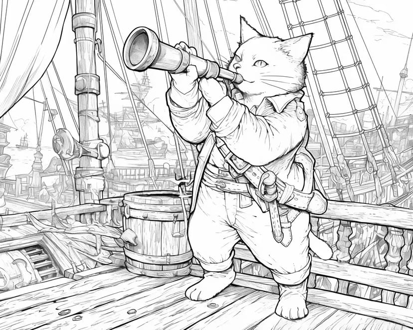 冒険の海を見渡す船長猫
