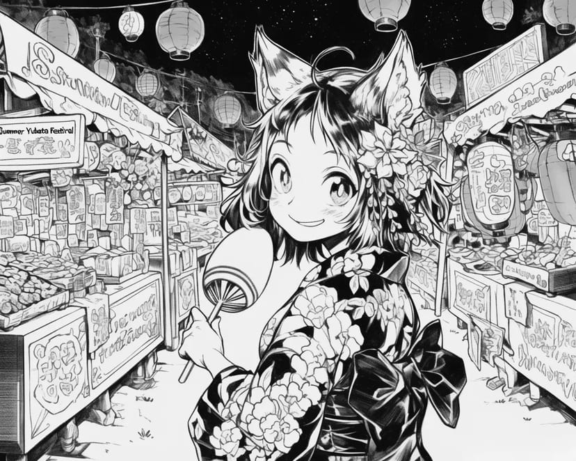 夏祭りの猫耳少女