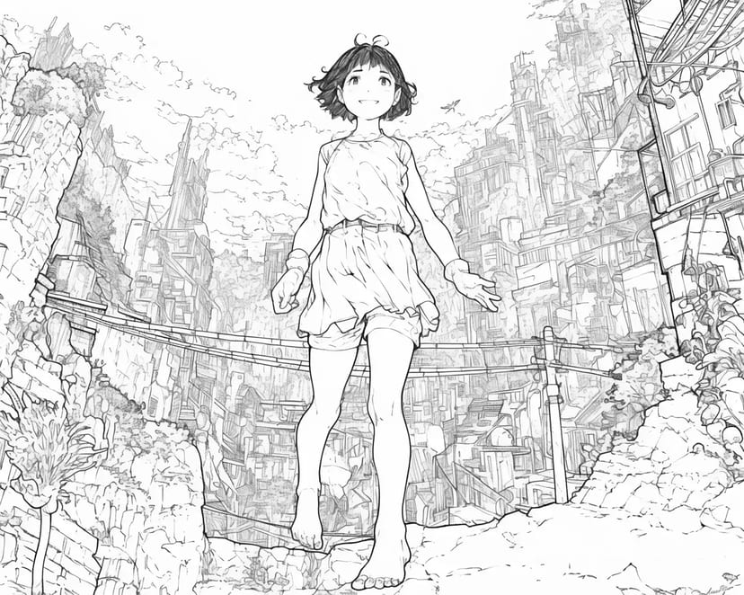 冒険の街を歩く少女
