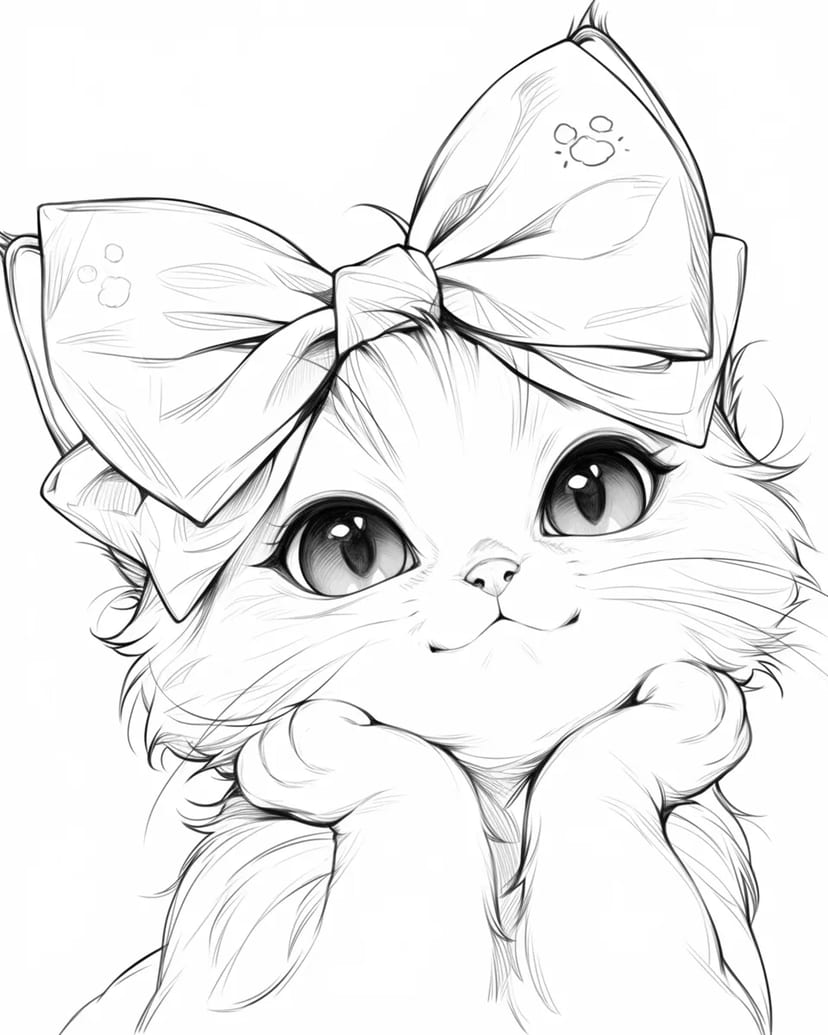 かわいいリボンの子猫