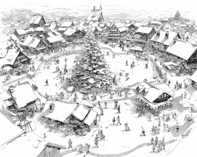 冬の村の広場