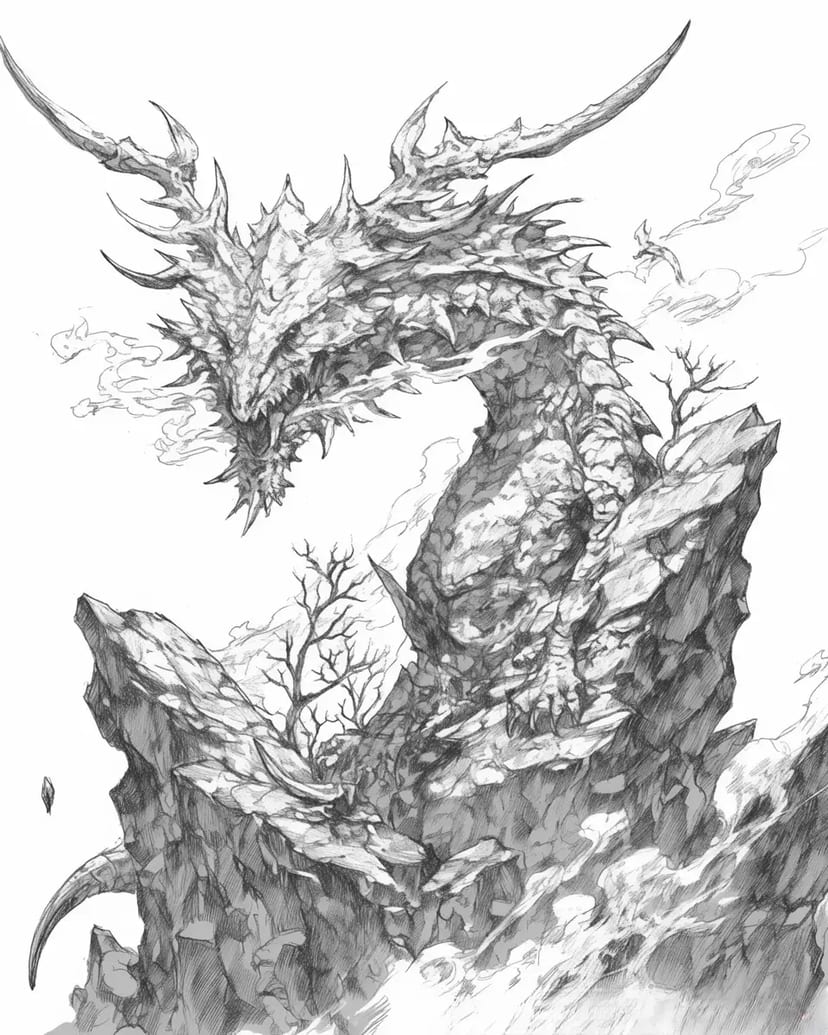 煙をまとった威厳あるドラゴン