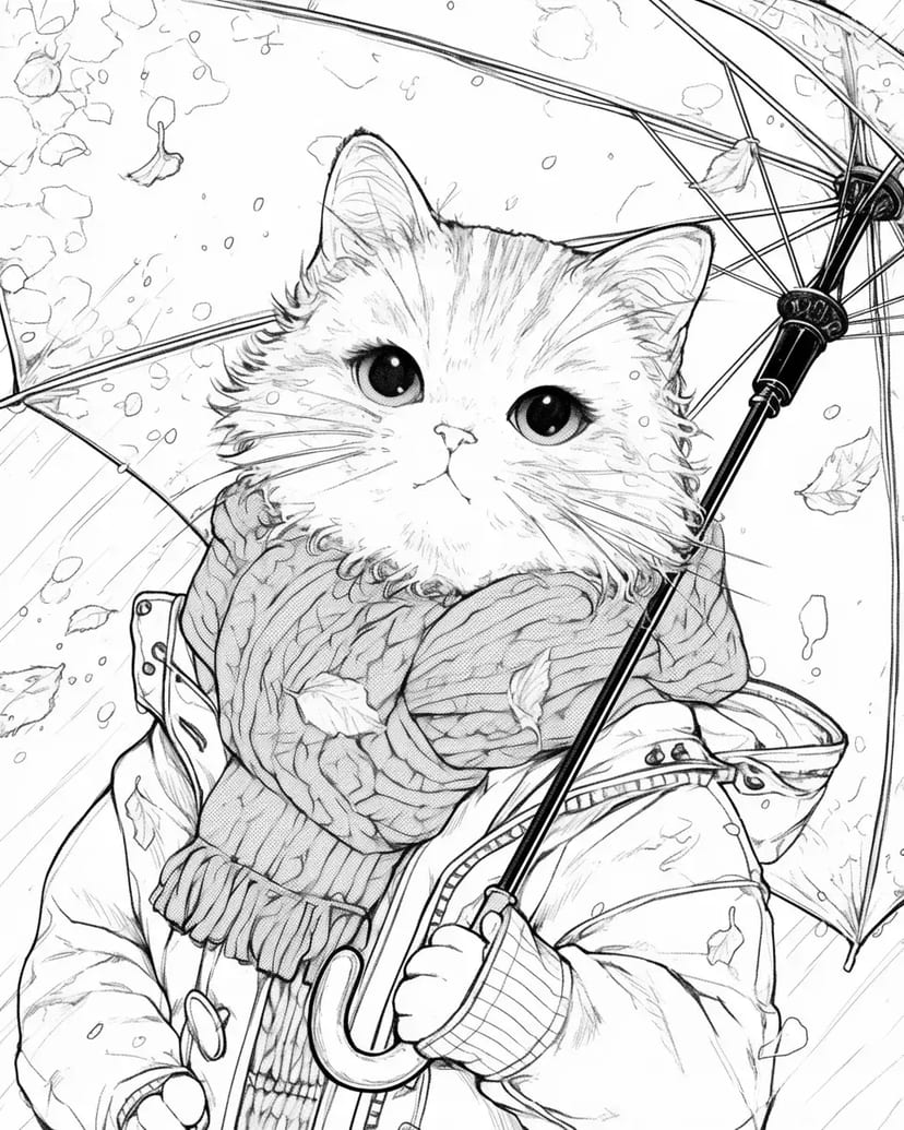 雨の中の子猫