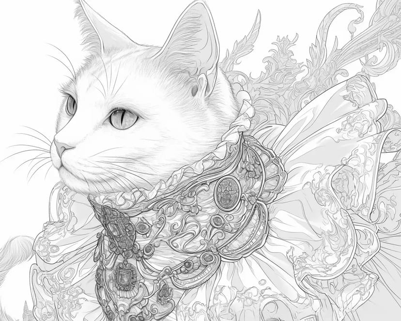 華麗な衣装を纏った猫