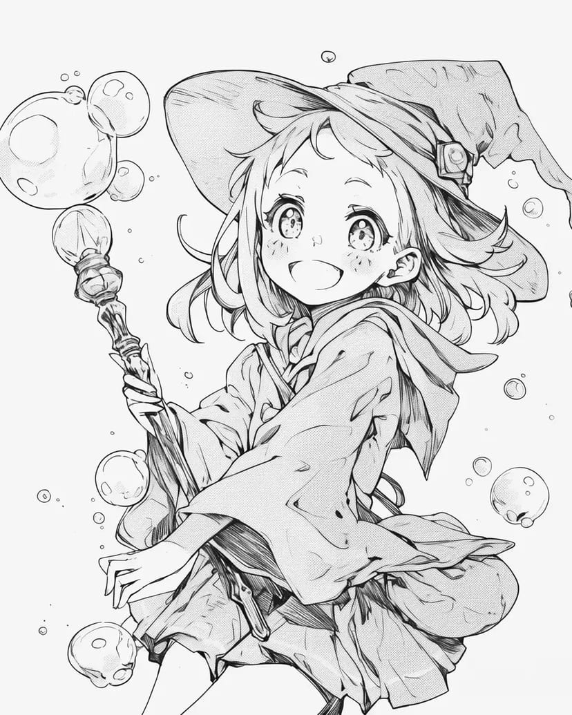泡と遊ぶ小さな魔女