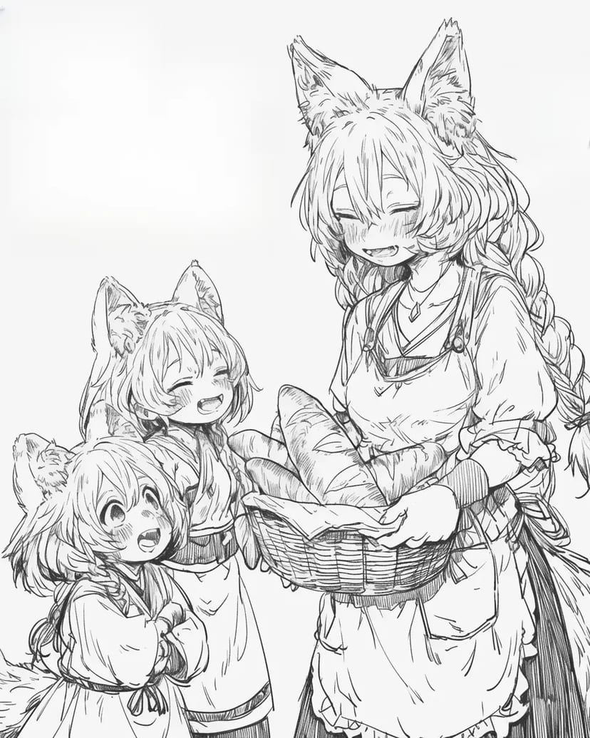 狐の家族とパンの時間