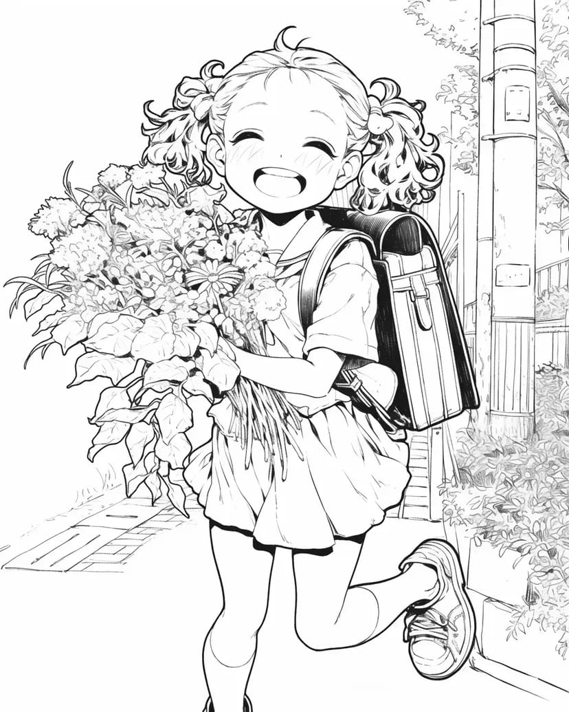 花束を持つ少女