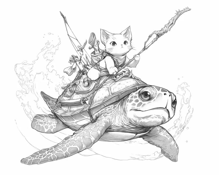 冒険する猫とカメ