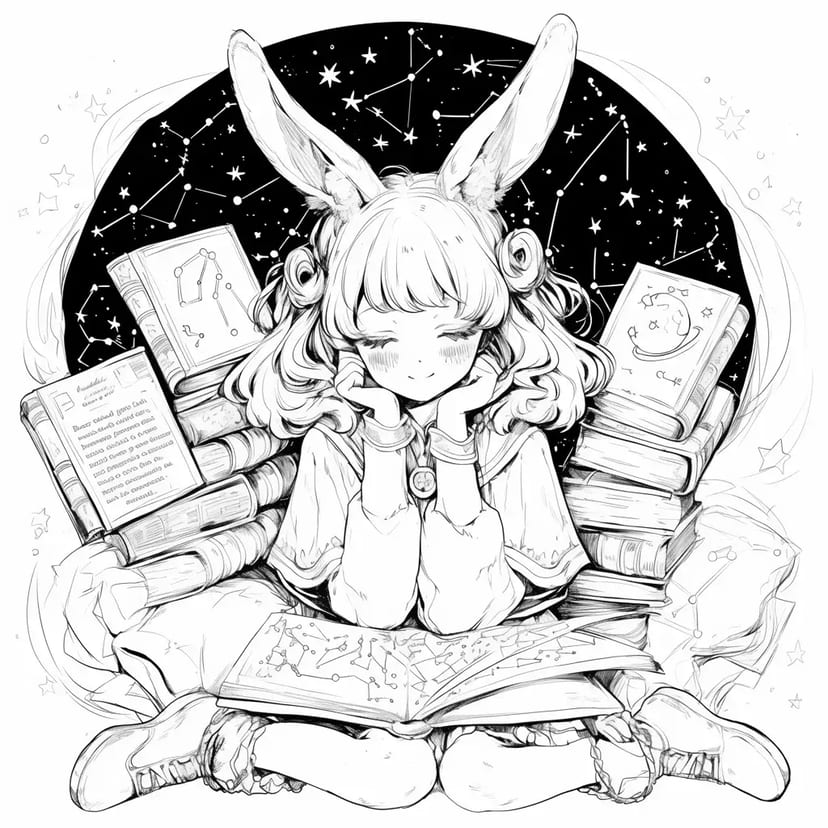 星空の下のうさぎ少女