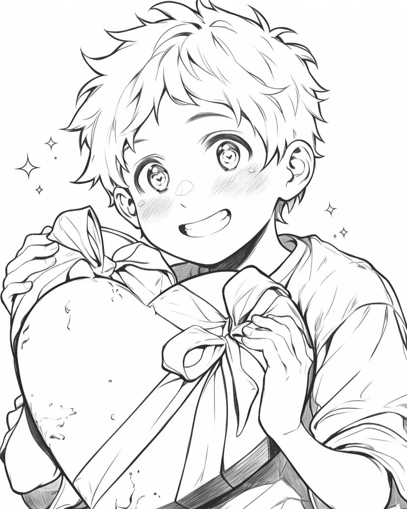 ハートのチョコを持つ少年