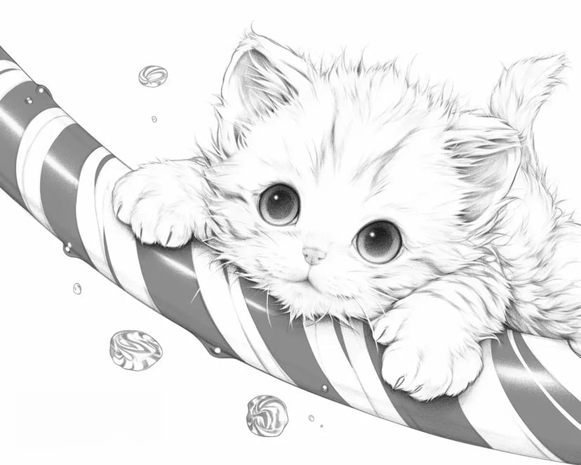 ペパーミントのすべり台で遊ぶ子猫