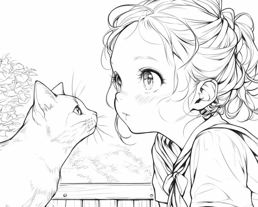 少女と猫の出会い