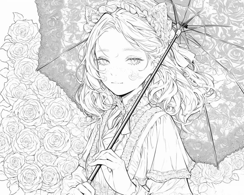 薔薇と傘の少女