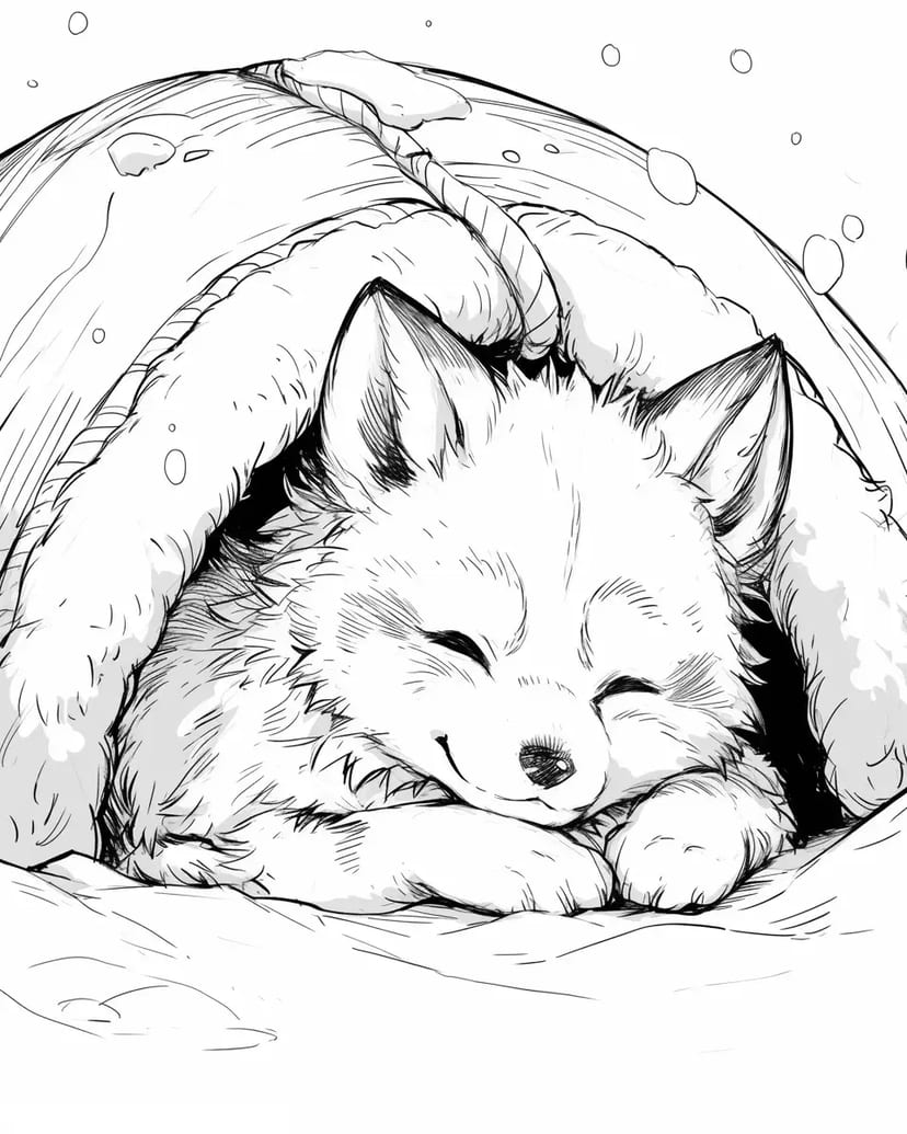 ぬくぬくお昼寝キツネ