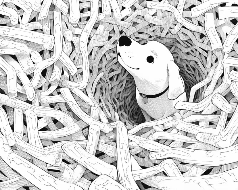 迷路の中の子犬