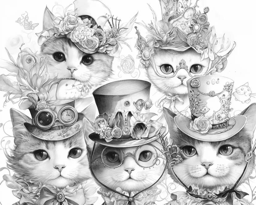 華麗な猫たちの帽子ファッション