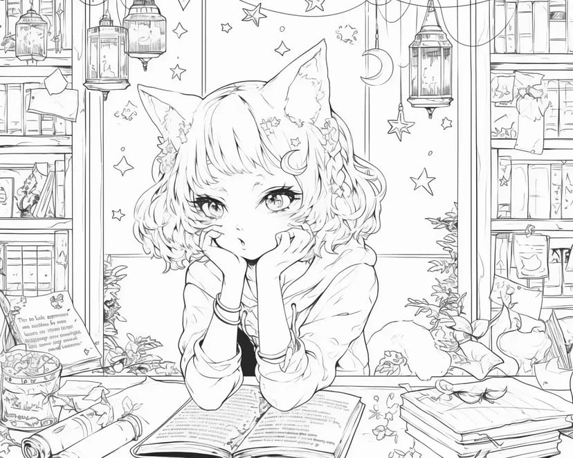 星空を見つめる猫耳少女