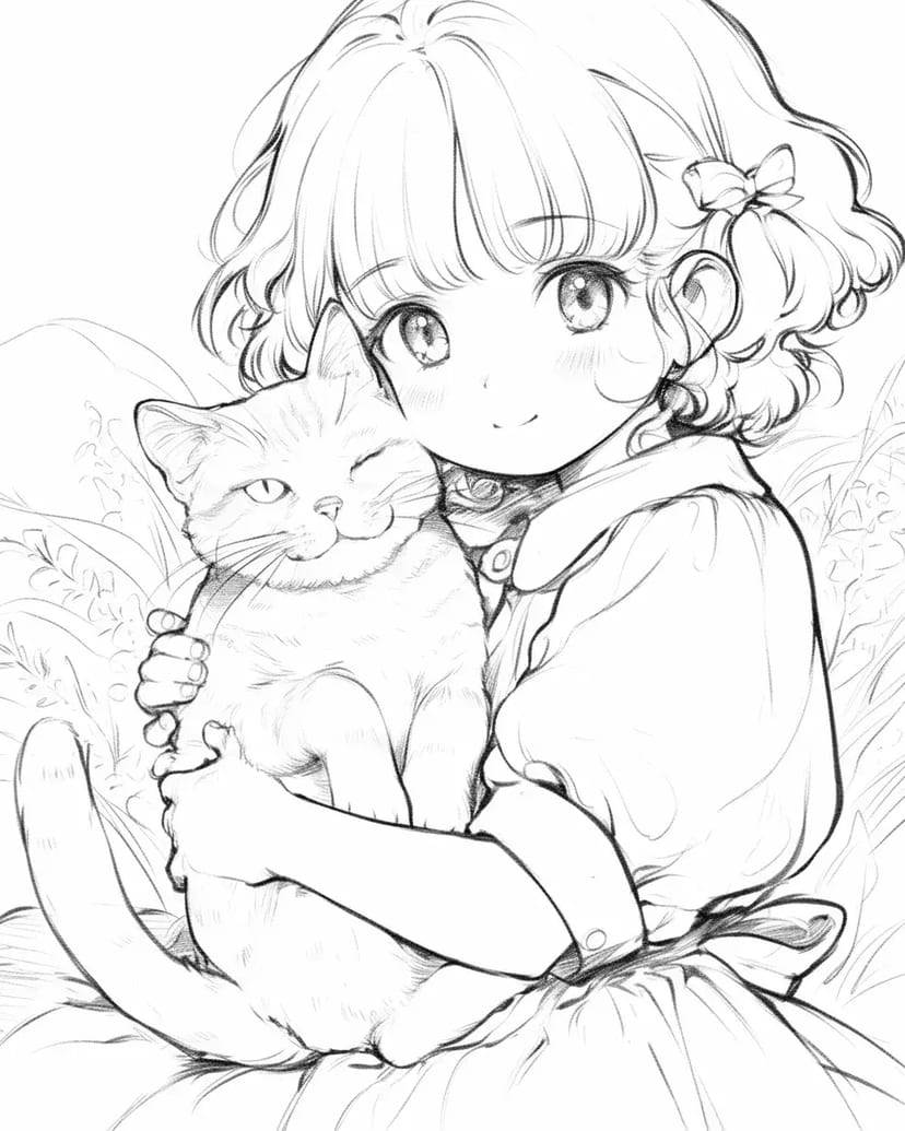 猫を抱く少女