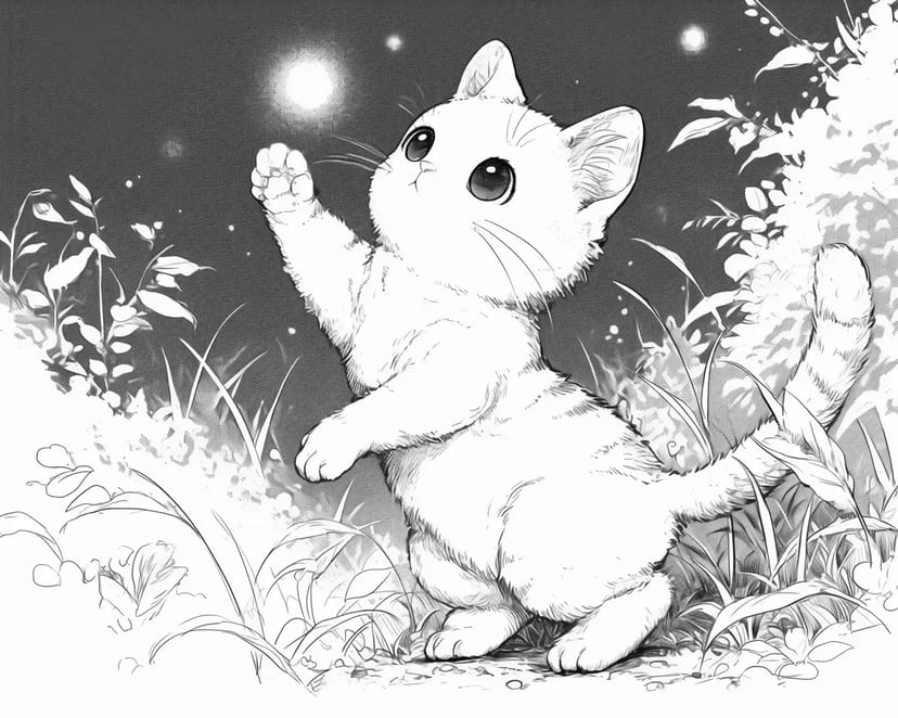 星を追いかける子猫