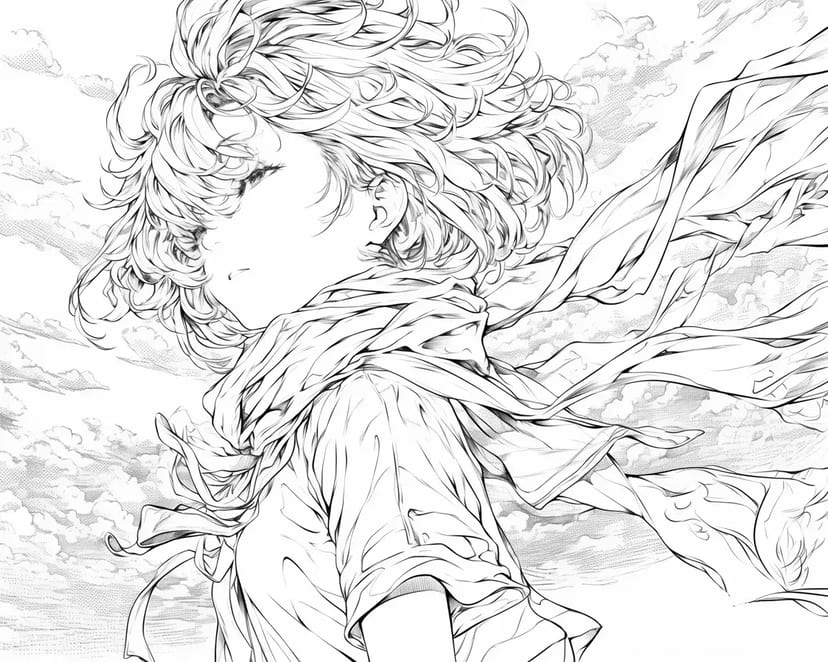 風を感じる少女