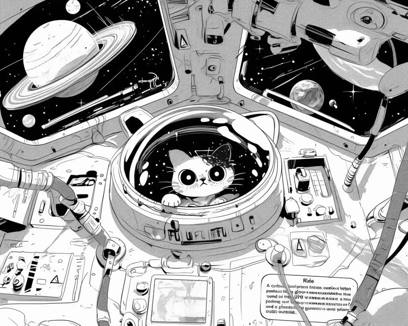 宇宙探検するネコ