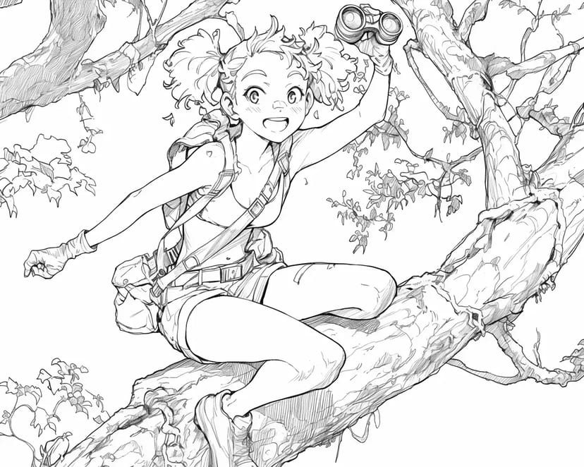 古木に登る冒険少女