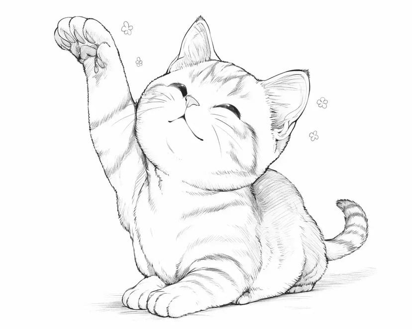 幸せな猫のポーズ