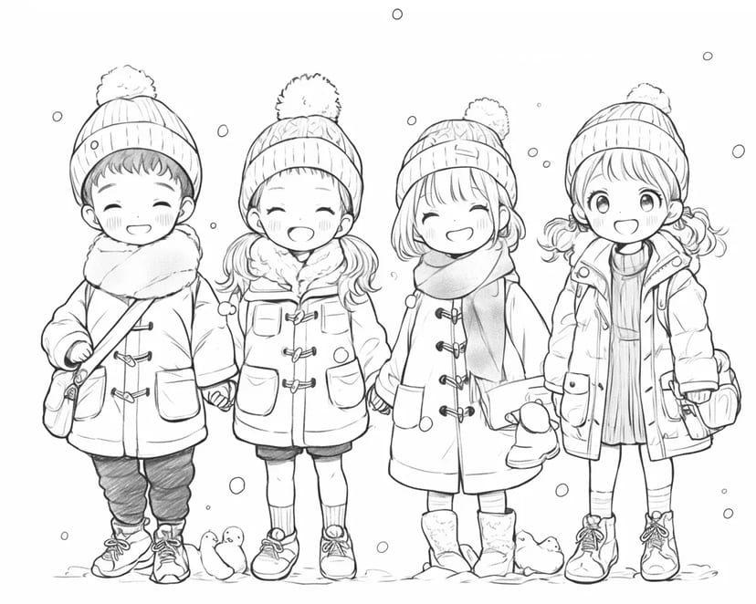 冬の楽しい子どもたち
