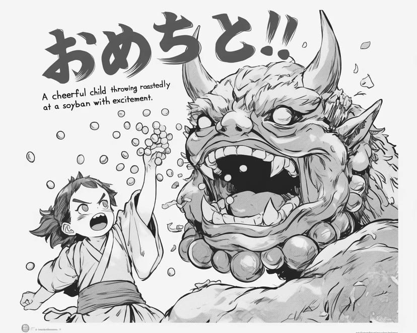 豆まきの勇敢な子ども