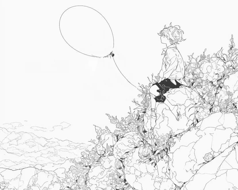 風船と少年